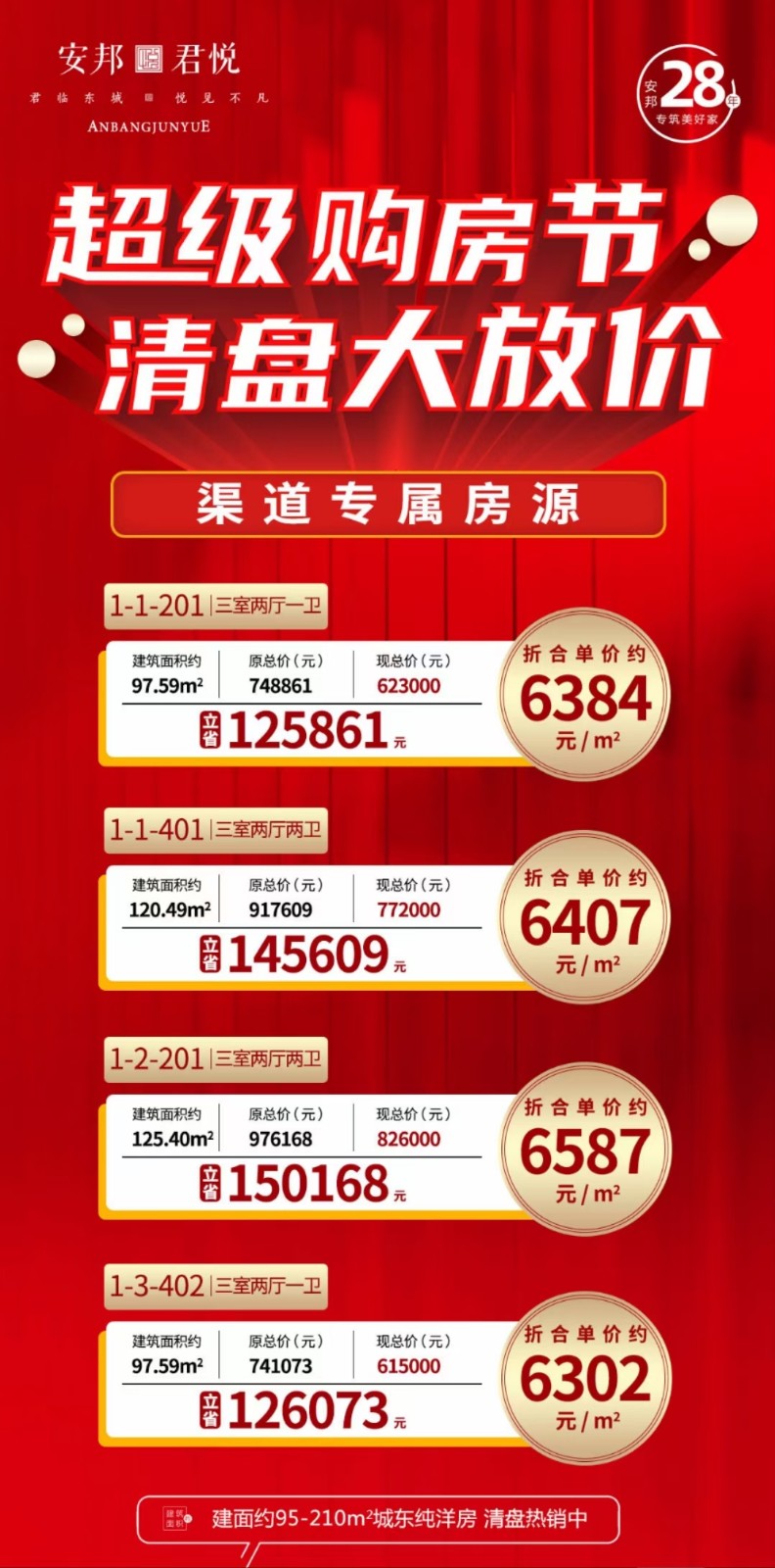 3安邦君悦,嗯清盘大放价,特惠房源,不容错过