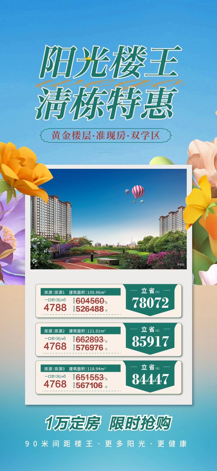 3阳光楼王,清栋特惠准现房,1万定房,限时抢购
