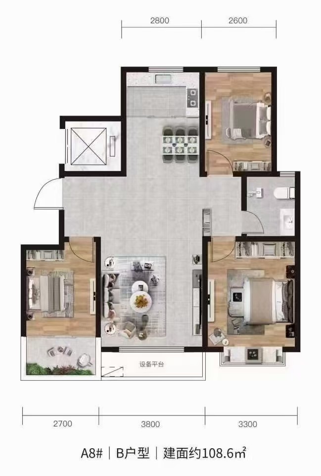3城西新房114平,全明户型,大产权低首付,仅售38万7