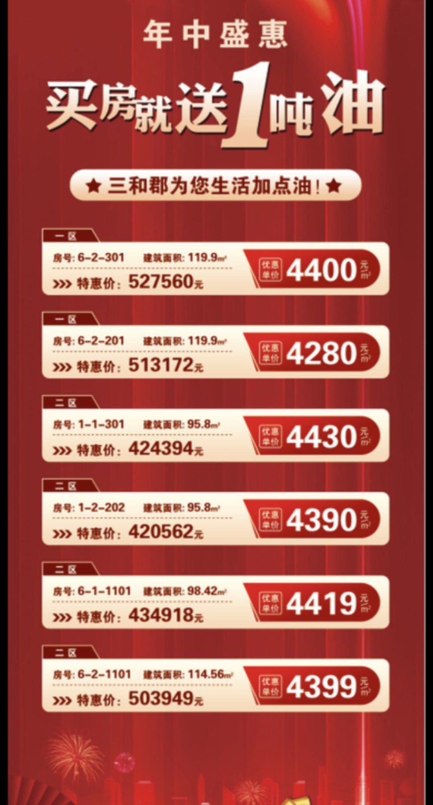 3渠道专享房源,买房就送一吨油