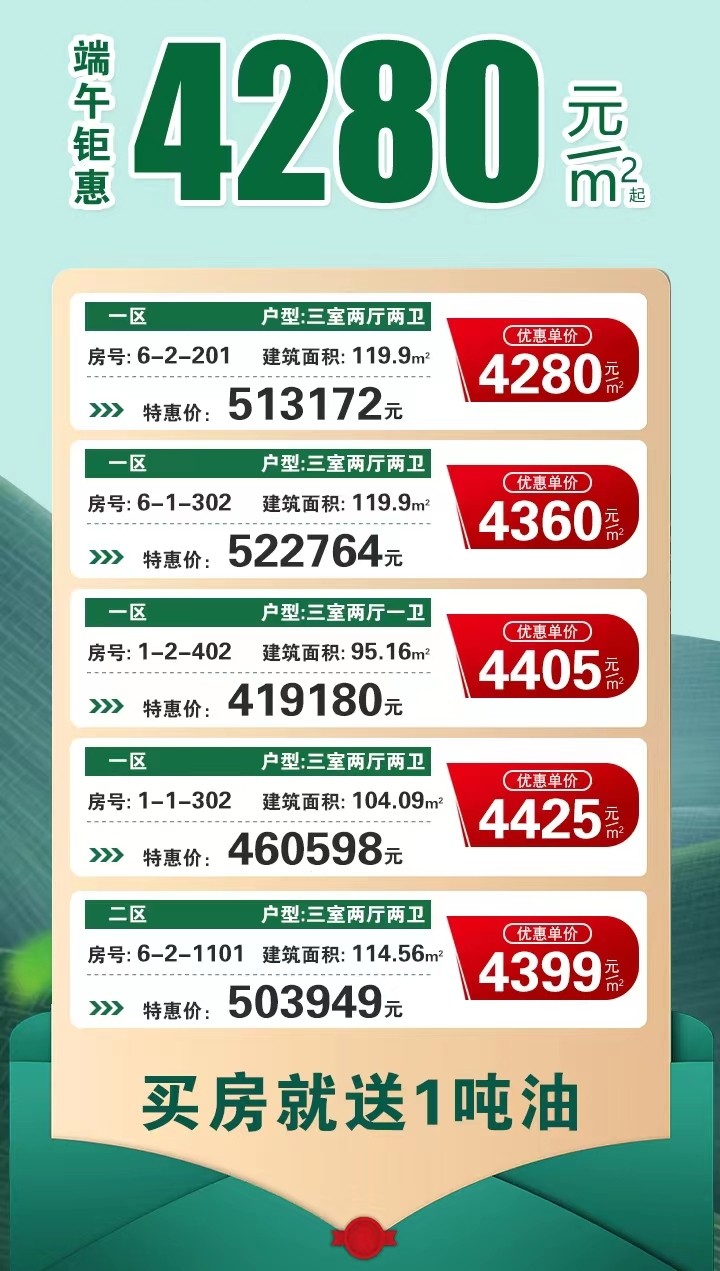 3端午钜惠,4280元起,双学区,购房就送一吨汽油