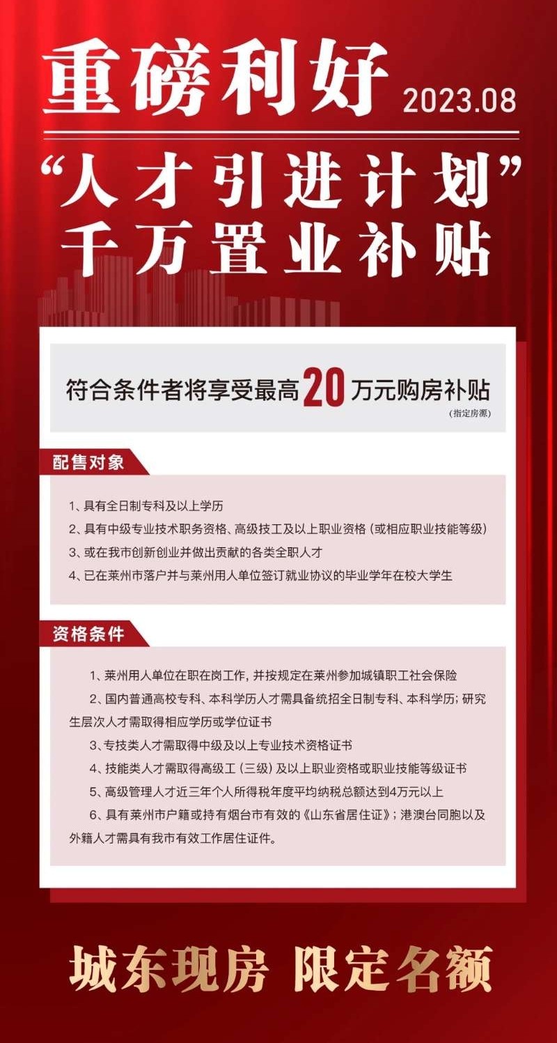 3城东现房，购房置业补贴最高20万